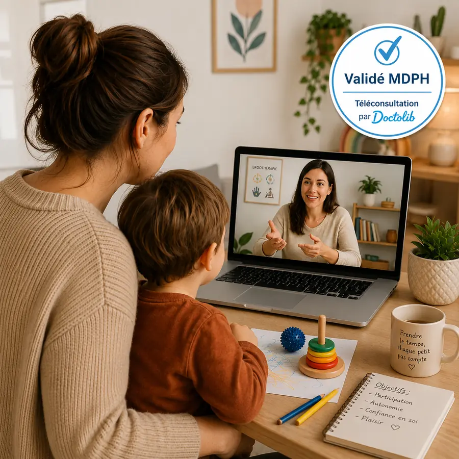 Bilan en ergothérapie en téléconsultation Doctolib pour enfant, Ergothérapeute Angers